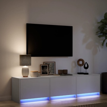 Dulap TV cu LED, alb, 165x34x40 cm, lemn prelucrat - Img 8