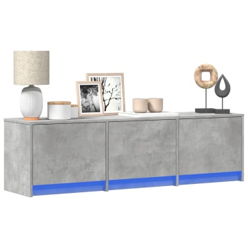 Dulap TV cu LED, gri beton, 140x34x40 cm, lemn prelucrat - Img 1