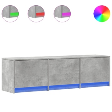 Dulap TV cu LED, gri beton, 140x34x40 cm, lemn prelucrat - Img 2