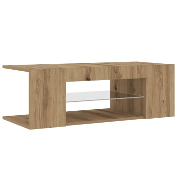 Dulap TV cu LED stejar artizanal 90x39x30 cm lemn prelucrat - Img 5