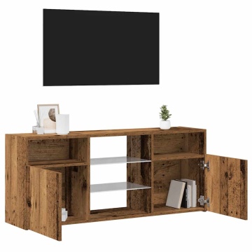 Dulap TV cu lumini LED lemn vechi 120x30x50 cm lemn prelucrat - Img 8