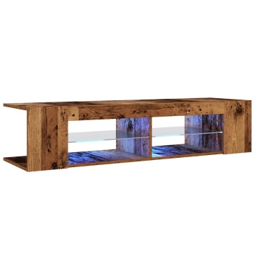 Dulap TV cu lumini LED lemn vechi 135x39x30 cm lemn prelucrat - Img 3