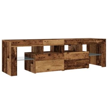 Dulap TV cu lumini LED lemn vechi 140x36,5x40 cm lemn prelucrat - Img 5