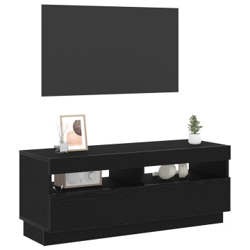 Dulap TV cu lumini LED Stejar Negru 100x35x40 cm Lemn prelucrat - Img 3