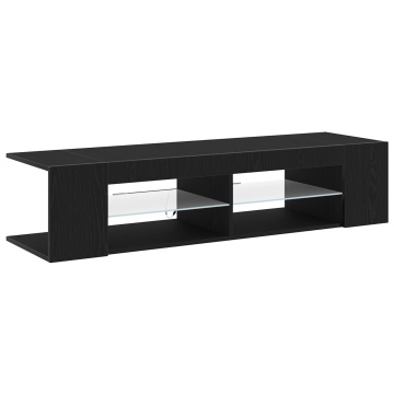 Dulap TV cu lumini LED, stejar negru, 135x39x30cm, lemn prelucrat - Img 4