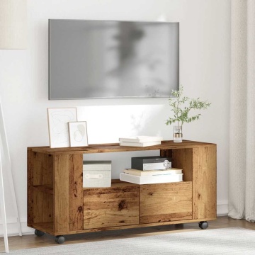 Dulap TV cu roți, lemn vechi, 102x34,5x43 cm, lemn prelucrat - Img 3