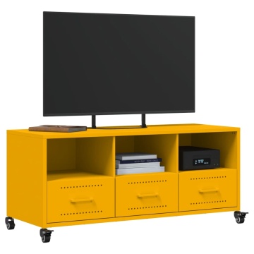 Dulap TV, galben muștar, 100,5x39x43,5 cm, oțel laminat la rece - Img 4