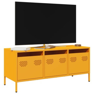 Dulap TV, galben muștar, 101,5x39x43,5 cm, oțel laminat la rece - Img 1