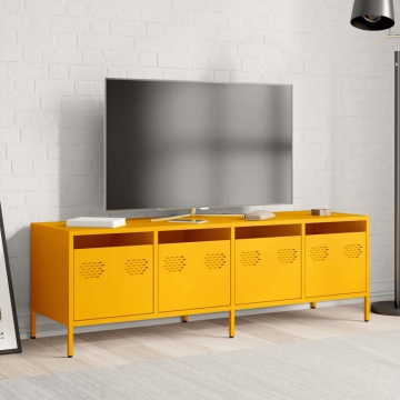 Dulap TV, galben muștar, 135x39x43,5 cm, oțel laminat la rece - Img 3