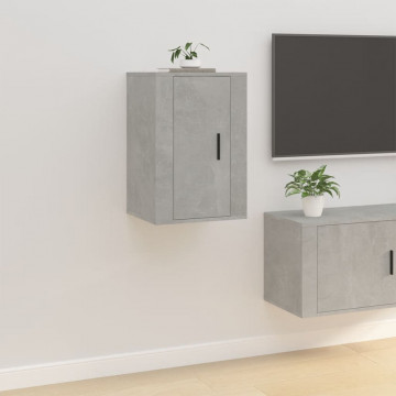 Dulap TV montat pe perete, gri beton, 40x34,5x60 cm - Img 1