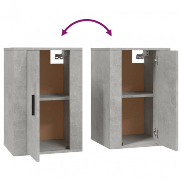 Dulap TV montat pe perete, gri beton, 40x34,5x60 cm - Img 7