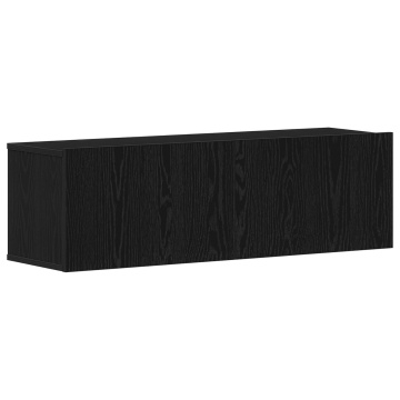 Dulap TV Montat pe Perete Negru din Lemn Compus 100x30x30 cm - Img 2