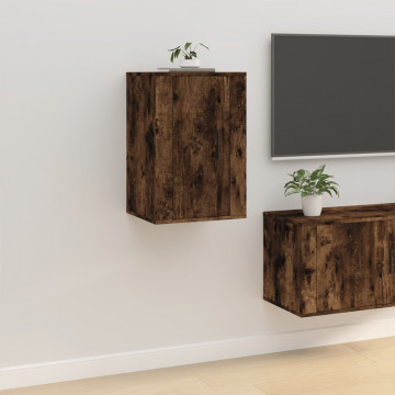 Dulap TV montat pe perete, stejar fumuriu, 40x34,5x60 cm - Img 1