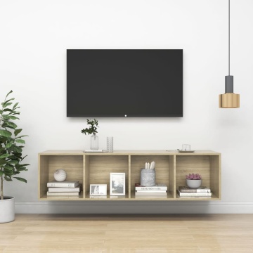 Dulap TV montat pe perete, stejar Sonoma, 37x37x142,5 cm, PAL - Img 1
