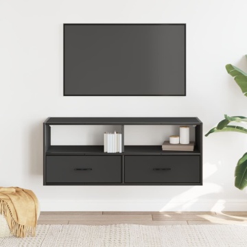 Dulap TV, negru, 100x31x39,5 cm, lemn prelucrat și metal - Img 3
