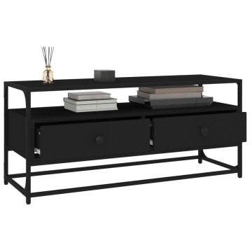 Dulap TV, negru, 100x35x45 cm, lemn prelucrat - Img 4