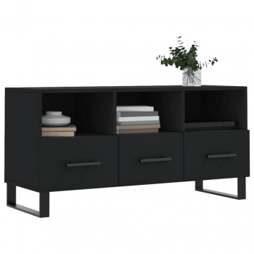 Dulap TV, negru, 102x36x50 cm, lemn prelucrat - Img 3