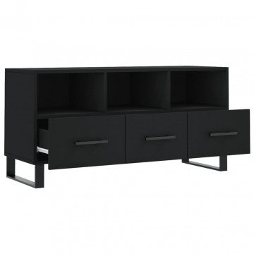 Dulap TV, negru, 102x36x50 cm, lemn prelucrat - Img 5