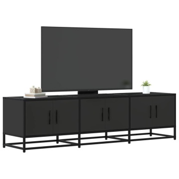 Dulap TV, negru, 150x35x41 cm, lemn prelucrat și metal - Img 1