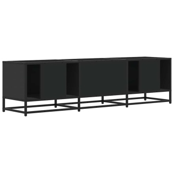 Dulap TV, negru, 150x35x41 cm, lemn prelucrat și metal - Img 5
