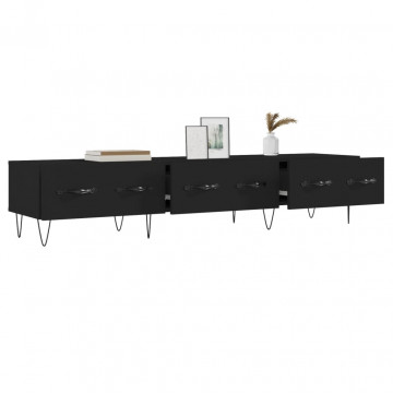Dulap TV, negru, 150x36x30 cm, lemn prelucrat - Img 4