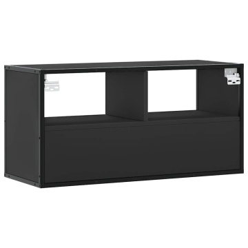 Dulap TV, negru, 80x31x39,5 cm, lemn prelucrat și metal - Img 5