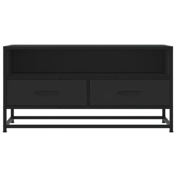 Dulap TV, negru, 80x34,5x40 cm, lemn prelucrat și metal - Img 4