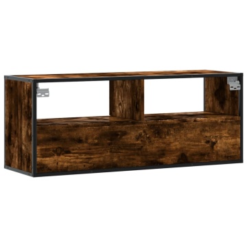 Dulap TV stejar fumuriu 100x31x39,5 cm, lemn prelucrat și metal - Img 5