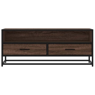 Dulap TV, stejar maro, 100x34,5x40 cm, lemn prelucrat și metal - Img 4
