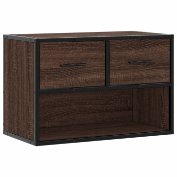 Dulap TV, stejar maro, 60x31x39,5 cm, lemn prelucrat și metal - Img 2