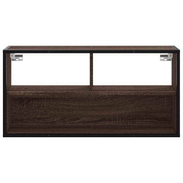 Dulap TV, stejar maro, 80x31x39,5 cm, lemn prelucrat și metal - Img 4