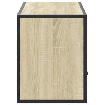 Dulap TV stejar sonoma, 100x31x39,5 cm, lemn prelucrat și metal - Img 8