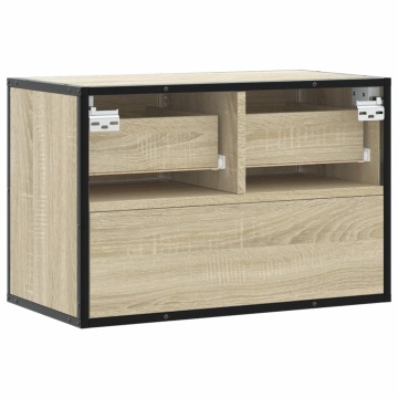Dulap TV, stejar sonoma, 60x31x39,5cm, lemn prelucrat și metal - Img 5