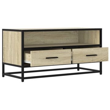 Dulap TV, stejar sonoma, 80x34,5x40 cm, lemn prelucrat și metal - Img 6