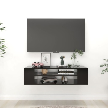 Dulap TV suspendat, negru, 100x30x26,5 cm, PAL - Img 1