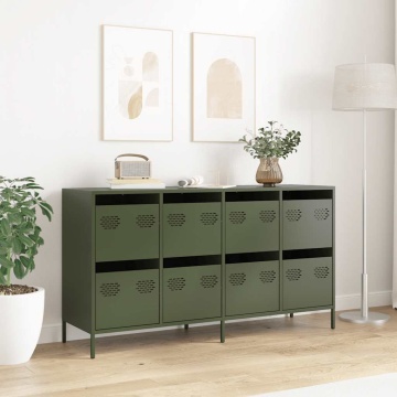 Dulap, verde măsliniu, 135x39x73,5 cm, oțel laminat la rece - Img 3