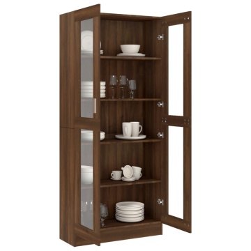 Dulap vitrină, stejar maro, 82,5x30,5x185,5 cm, lemn prelucrat - Img 6