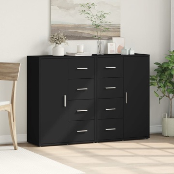 Dulapuri, 2 buc., negru, 60x31x84 cm, lemn prelucrat - Img 4