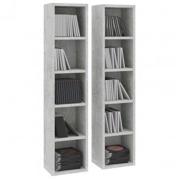 Dulapuri CD-uri, 2 buc., gri beton, 21 x 16 x 93,5 cm, PAL - Img 3