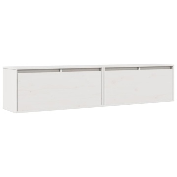 Dulapuri de perete 2 buc. alb, 80x30x35 cm, lemn masiv de pin - Img 2