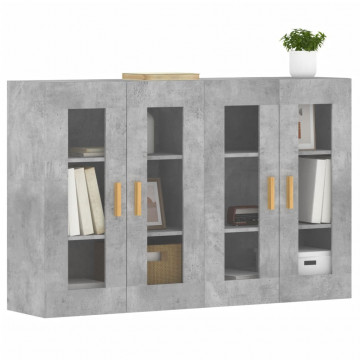 Dulapuri de perete, 2 buc., gri beton, lemn prelucrat - Img 3