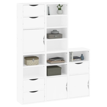 Dulapuri laterale 5 buc ODDA alb 40x24x79 cm lemn masiv de pin - Img 4