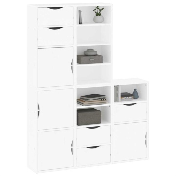 Dulapuri laterale 5 buc ODDA alb 40x24x79 cm lemn masiv de pin - Img 4