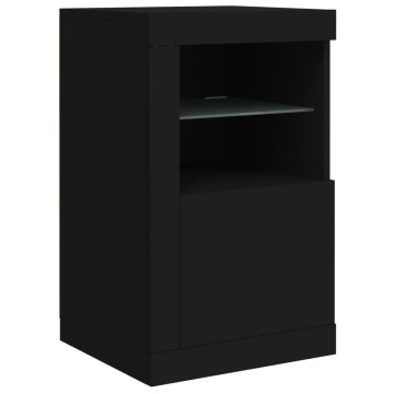 Dulapuri laterale cu lumini LED 2 buc. negru lemn prelucrat - Img 5