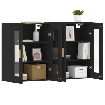 Dulapuri montate pe perete, 2 buc, negru, lemn prelucrat - Img 4