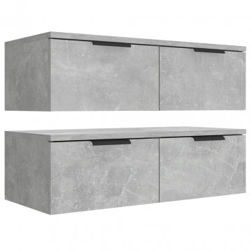 Dulapuri perete, 2 buc., gri beton, 68x30x20 cm, lemn prelucrat - Img 2