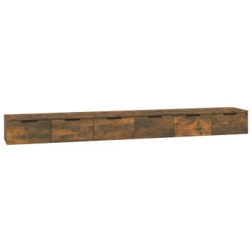 Dulapuri perete 2 buc stejar afumat 102x30x20 cm lemn prelucrat - Img 2