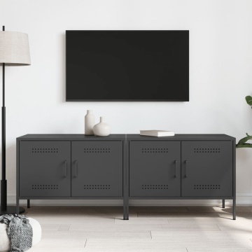 Dulapuri TV, 2 buc., negru, 68x39x50,5 cm, oțel - Img 3