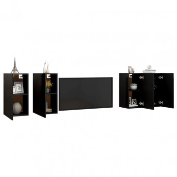 Dulapuri TV, 4 buc., negru, 30,5x30x60 cm, lemn prelucrat - Img 3
