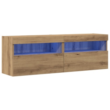 Dulapuri TV cu Lumini LED 2 buc Artisan Stejar 60x30x40 cm - Img 2